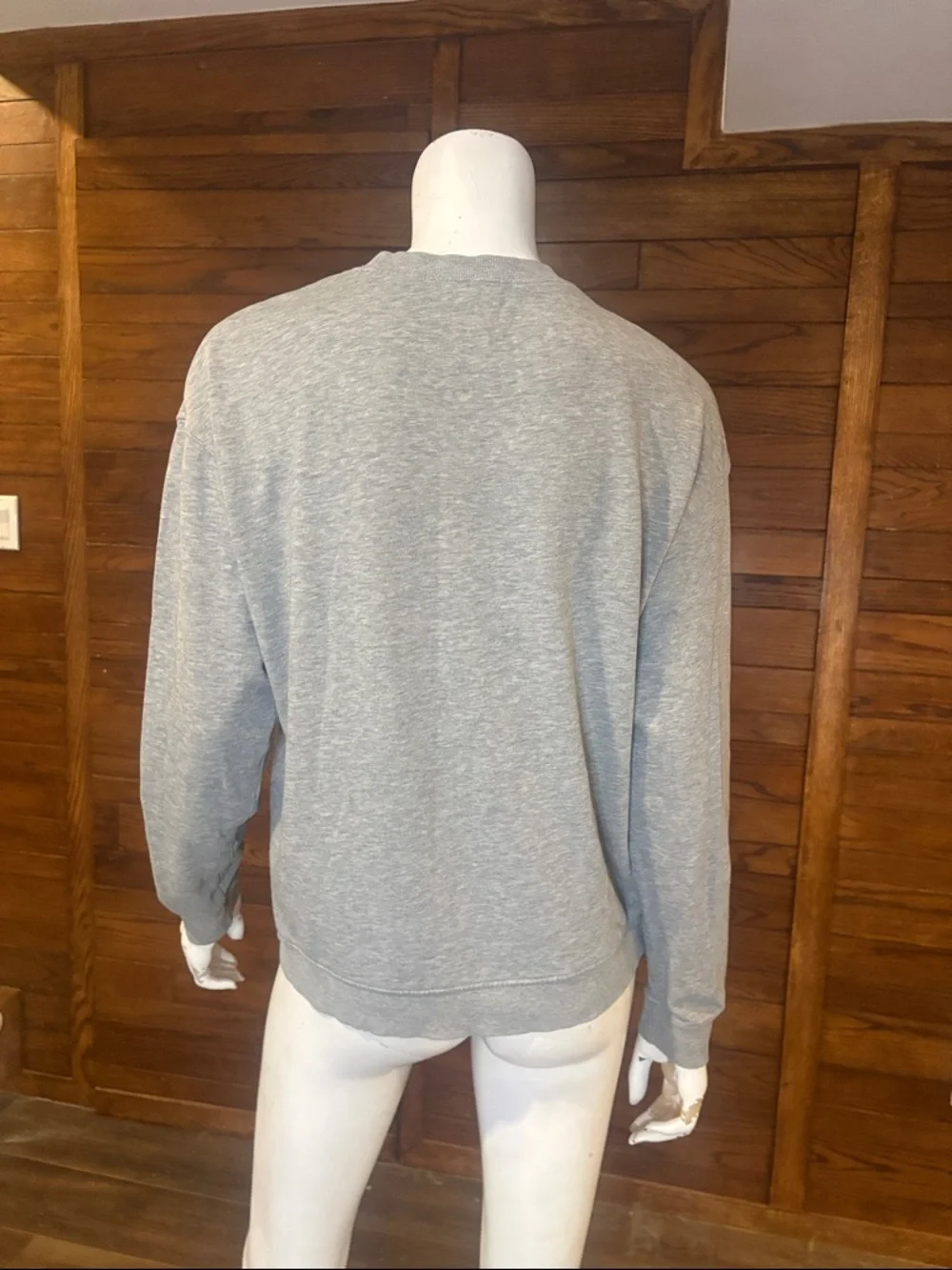 H&M Light Gray Crewneck Sweatshirt with Small Heart Embroidery - Picture 3 of 5